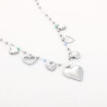 Ketting met hartjes bedels zilver - Afbeelding 2