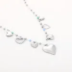 Ketting met hartjes bedels zilver - Afbeelding 2