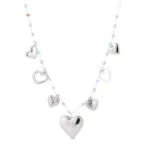 Ketting met hartjes bedels zilver