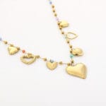 Ketting met hartjes bedels goud - Afbeelding 2